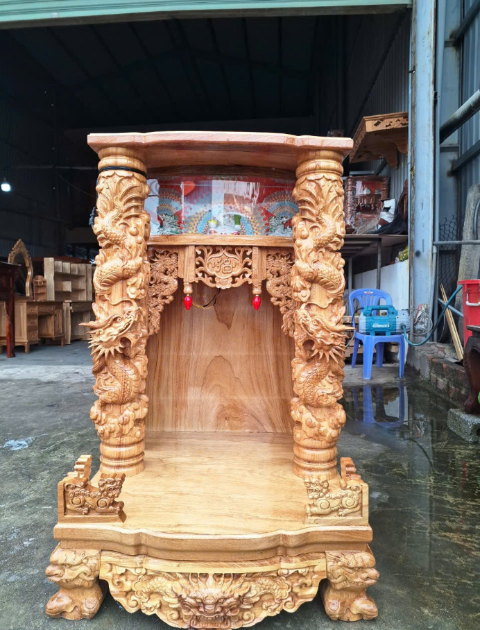 Thông tin sản phẩm Bộ Bàn Thờ Thần Tài Mái Bằng Ngà Vàng